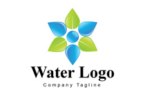 water drops and leaves flower logo