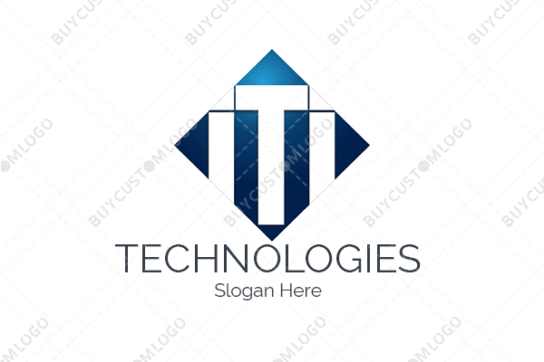 letter m or i, t and i in a rhombus logo