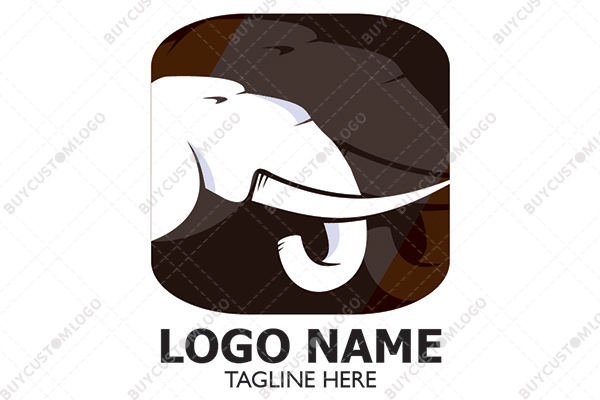 aggressive white elephant in a block logo