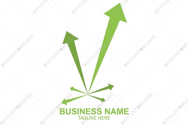 letters v and x growth arrows logo