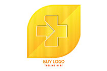 Medical Cross within Golden Leaves Logo