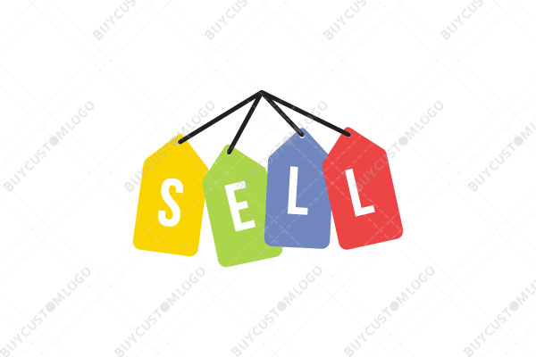 price tag hut colourful SELL logo