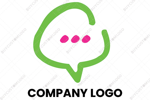 sketched messaging icon and dots logo