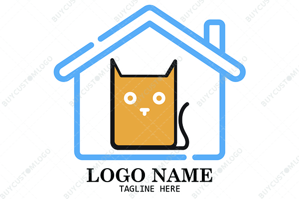 naughty smiley cat in a hut logo