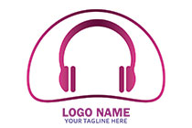 minimalistic wire and headphones logo