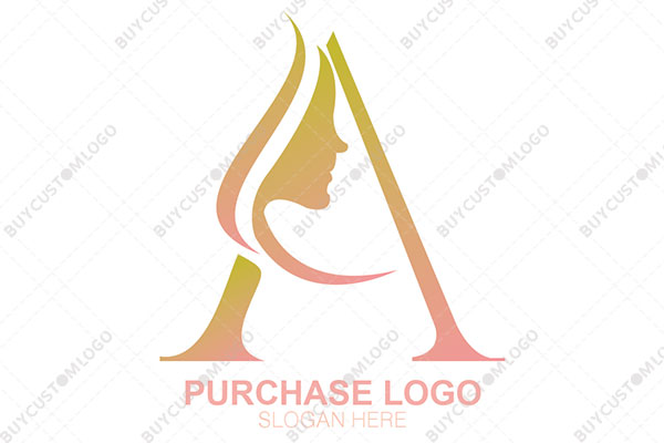 letter a with beauty face logo