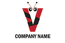 v letter mascot antenna logo