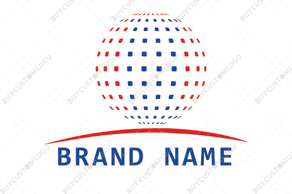 red and blue abstract globe logo