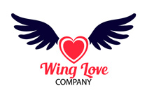 heart and wings love bird logo