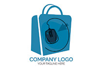cursor and mouse in an abstract shopping bag logo