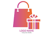 gradient pink and orange shopping bag and gift box logo