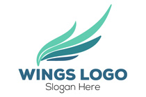 abstract passive soaring turquoise and blue wings logo