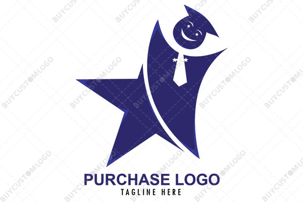happy abstract graduated character with star logo