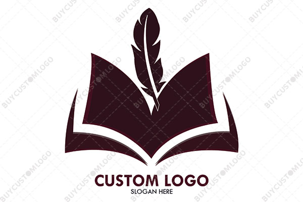 abstract book and quill logo