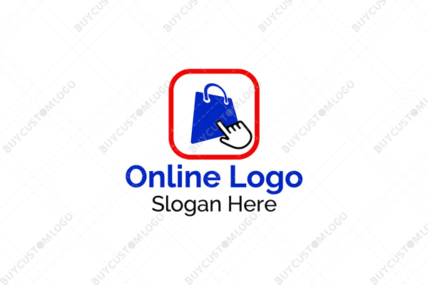 minimalistic shopping bag in a square seal logo