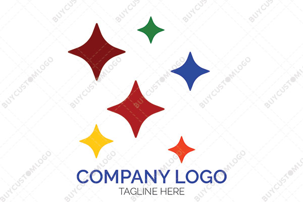 multiple colourful four pointed stars logo