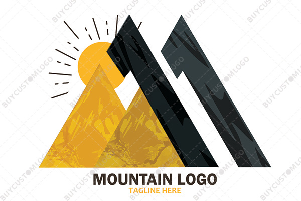 painted mountain and sun logo