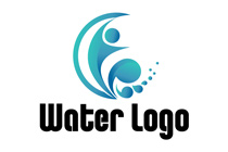 crescent moon abstract person water themed logo