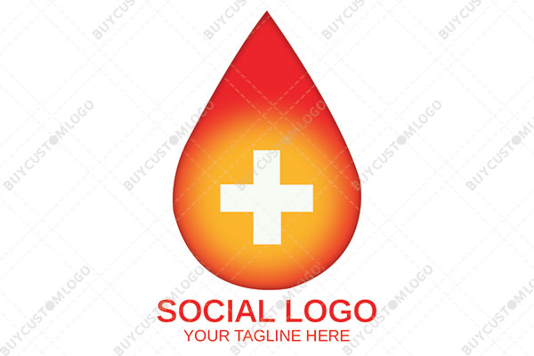 water drop with a red cross logo